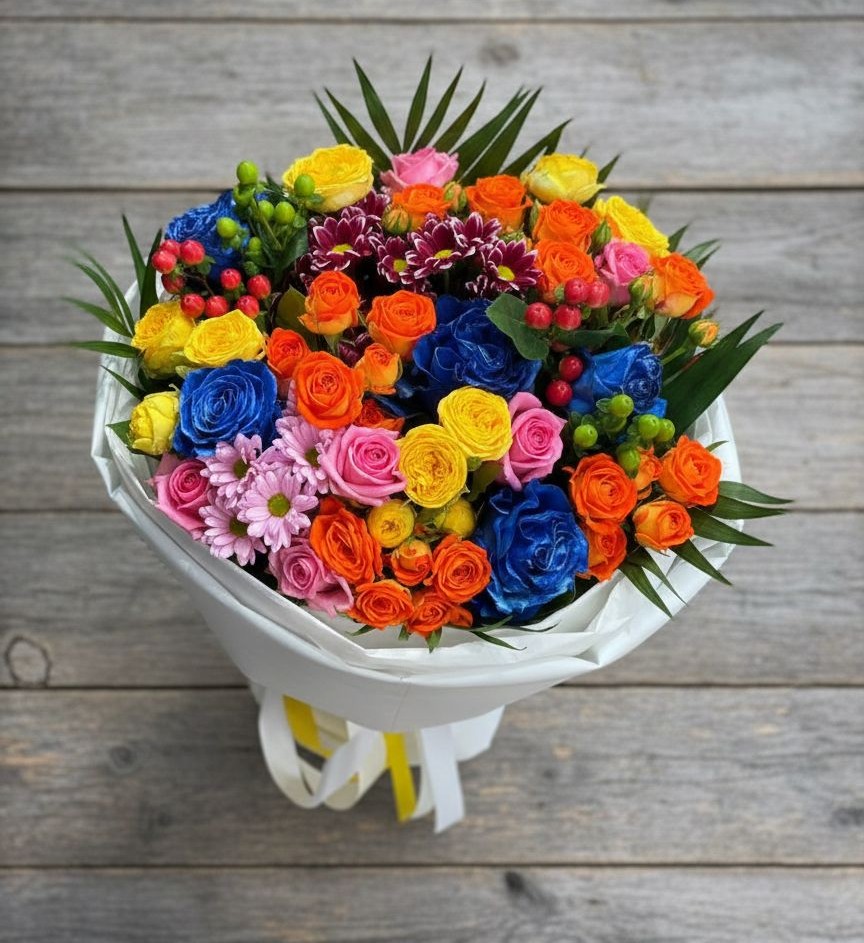 Букет цветов из: Розы и Хризантемы в Шахтах