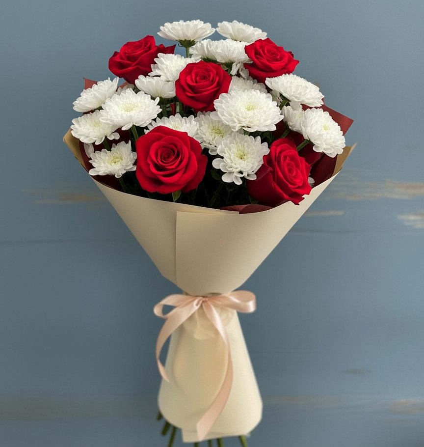 Букет цветов из: Розы и Хризантемы в Шахтах