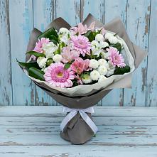 Букет цветов из:  Герберы, Альстромерии и Хризантемы в Шахтах