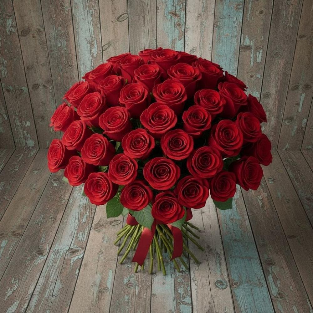Букет 55 Красных роз Фридом в Шахтах