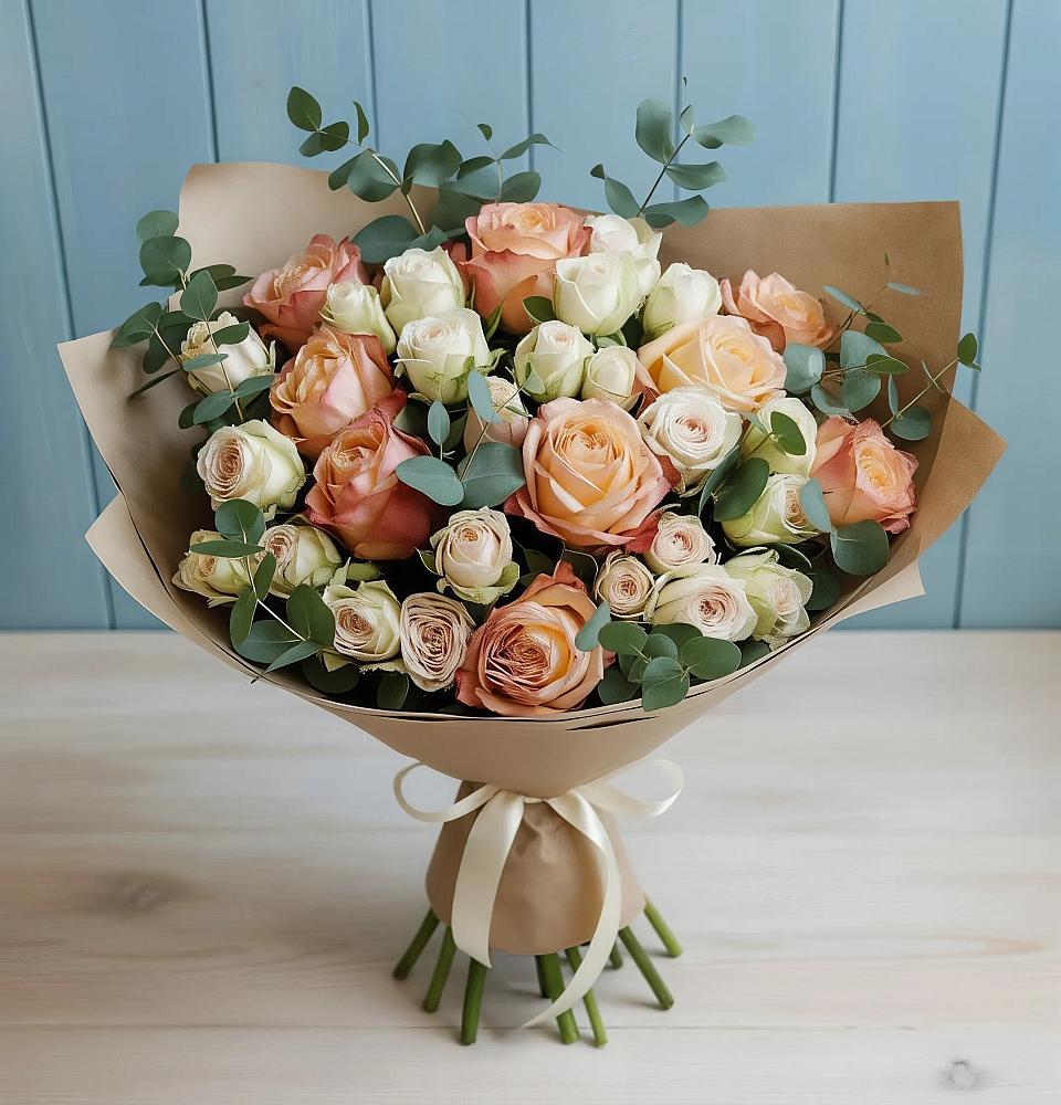 Букет цветов из: Альстромерии и Розы в Шахтах