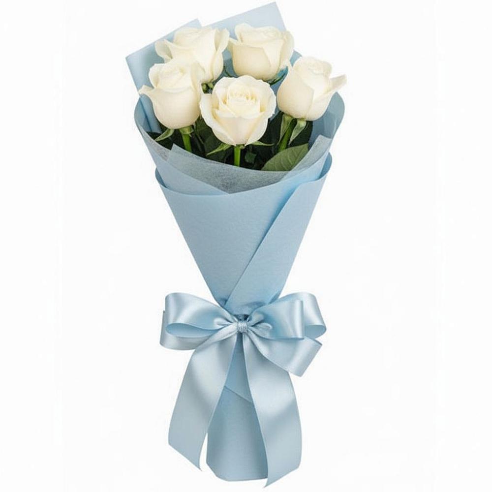 Букет 5 Белых роз Проуд в Шахтах