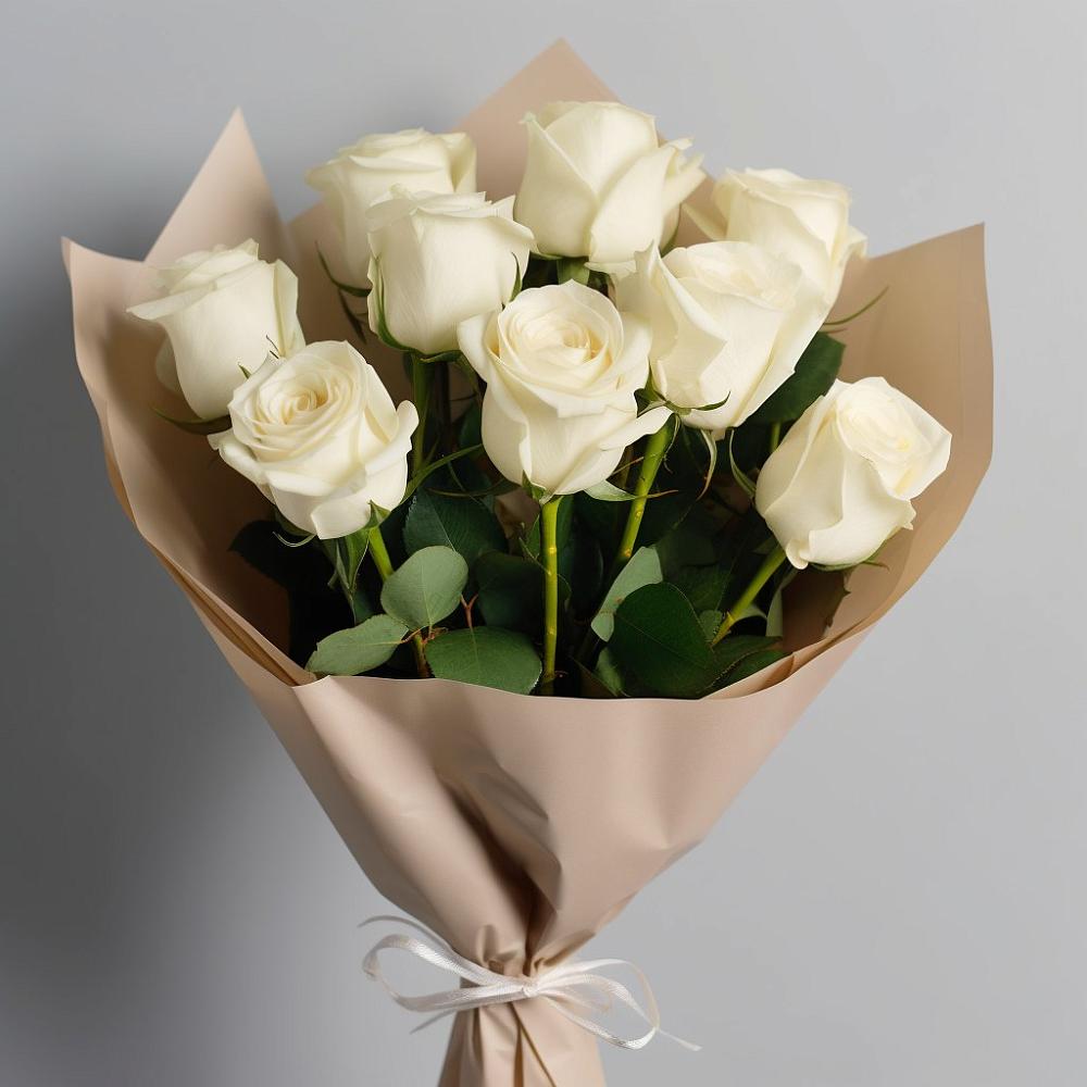 Букет 9 Белых роз Эдлесс Лав в Шахтах