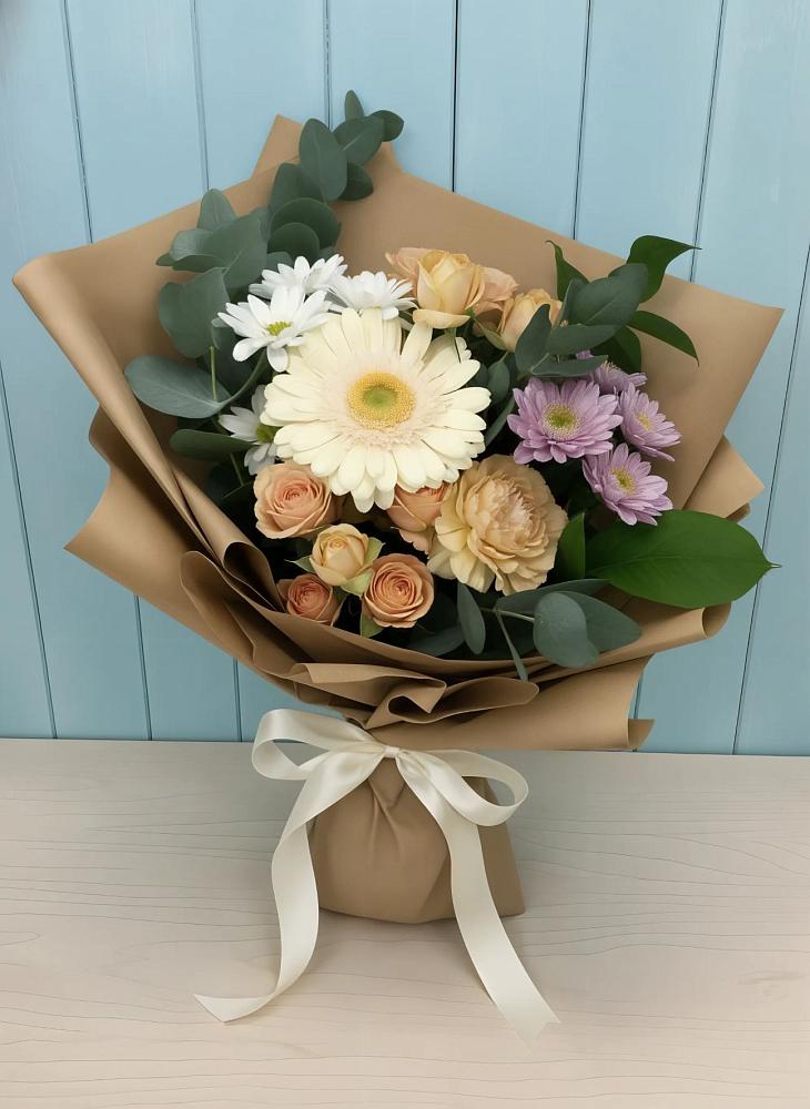Букет цветов из: Герберы и Хризантемы в Шахтах