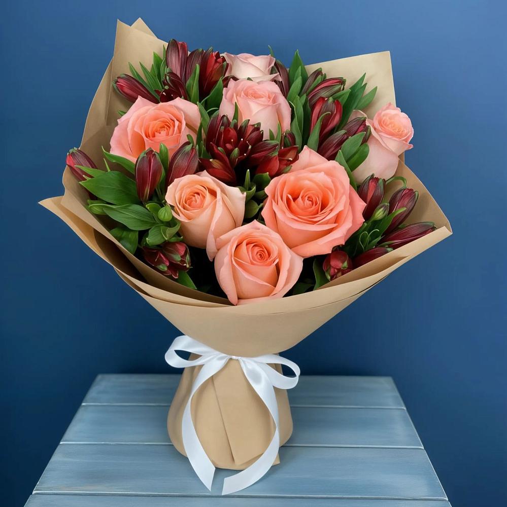 Букет цветов из: Розы и Альстромерии в Шахтах