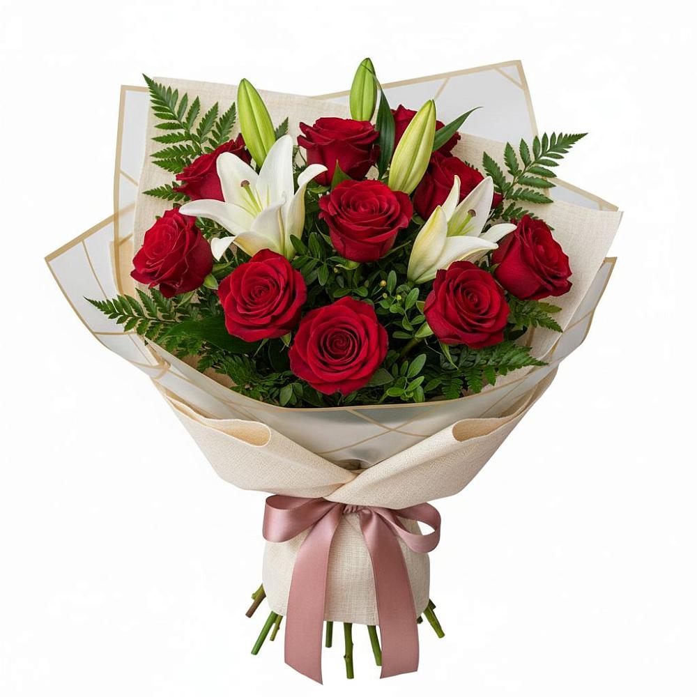 Букет цветов из: Лилии и Розы в Шахтах