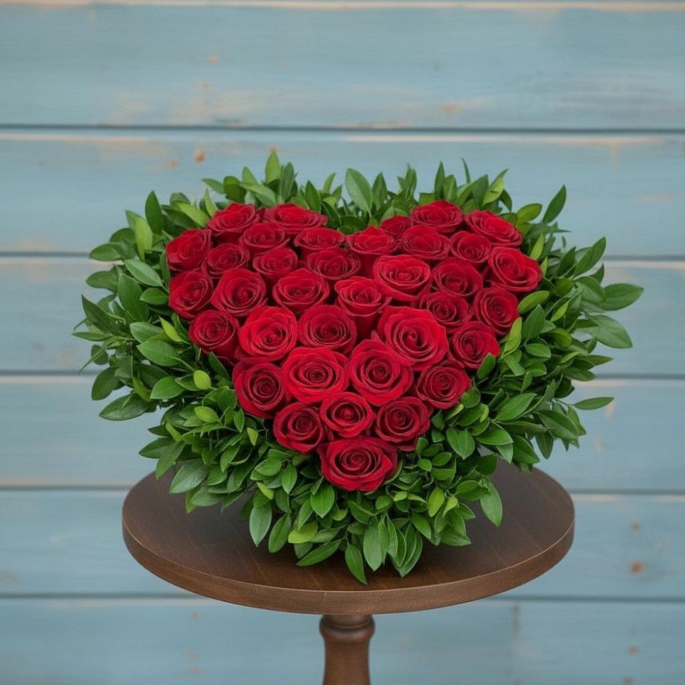 Цветочная композиция из Розы в виде сердца в Шахтах