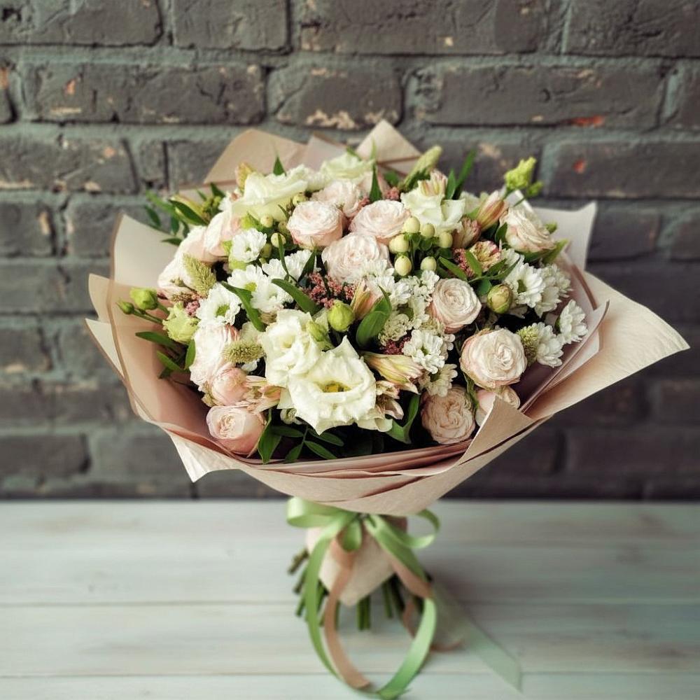 Букет цветов из: Альстромерии, Розы и Хризантемы в Шахтах