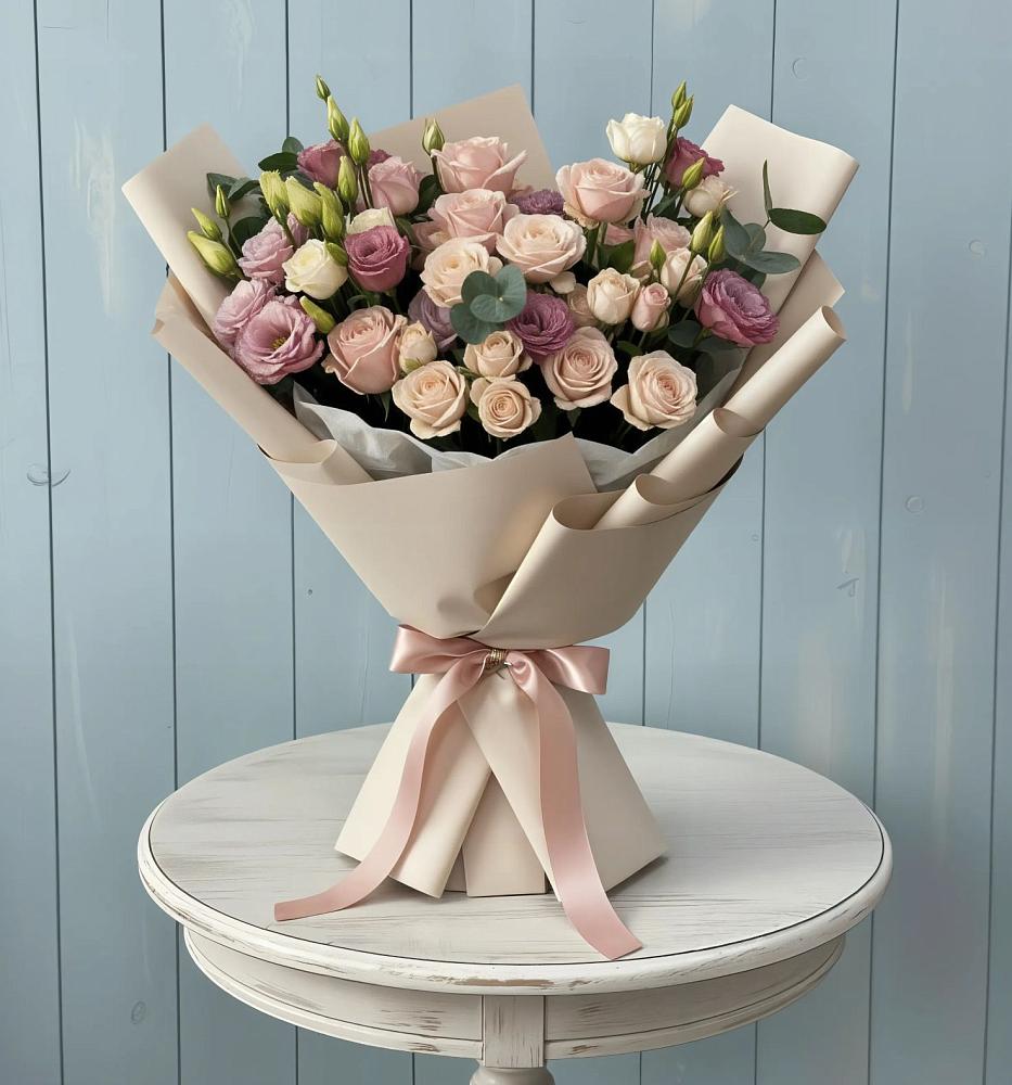 Букет цветов из: Розы и Лизиантусы в Шахтах