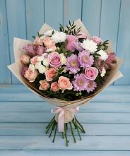 Букет цветов из:  Хризантемы, Розы и Альстромерии #REPLACE_PRED# Шахтах