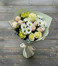 Букет цветов из:  Альстромерии, Розы и Хризантемы в Шахтах