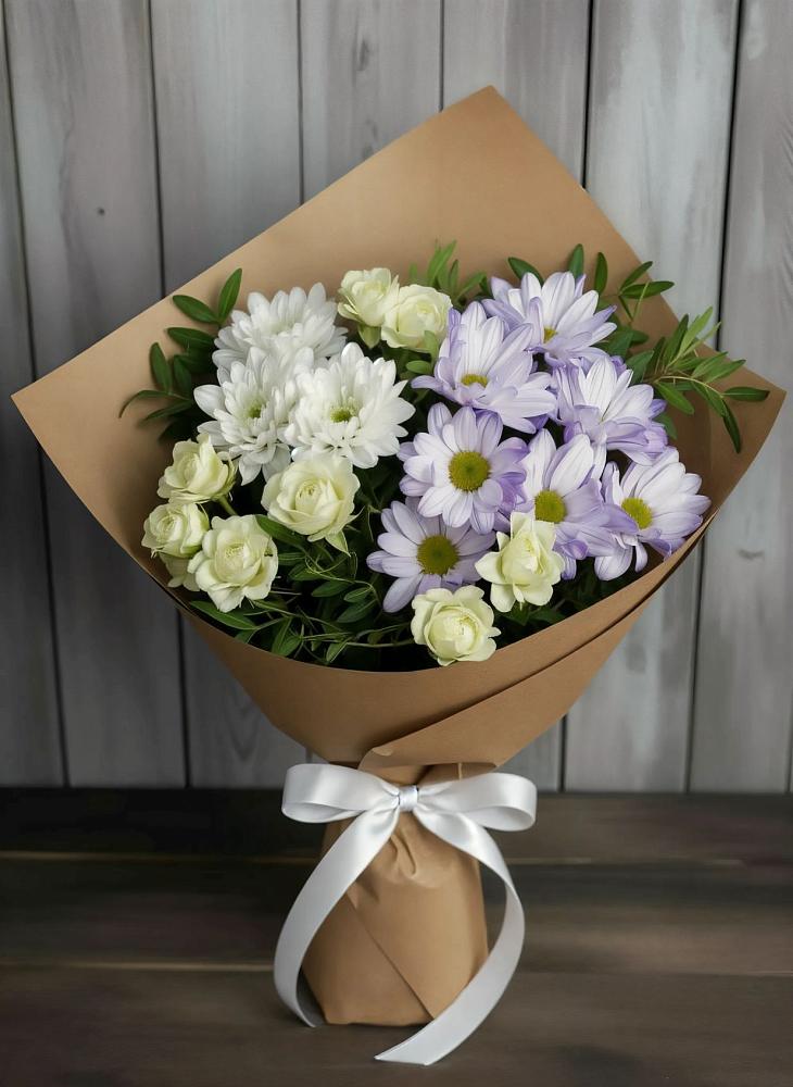 Букет цветов из: Хризантемы и Розы в Шахтах